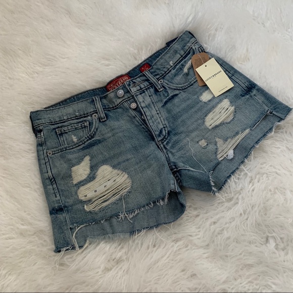 Lucky Brand Pants - Lucky Brand Distressed Boyfriend Jean Shorts Sz 25
